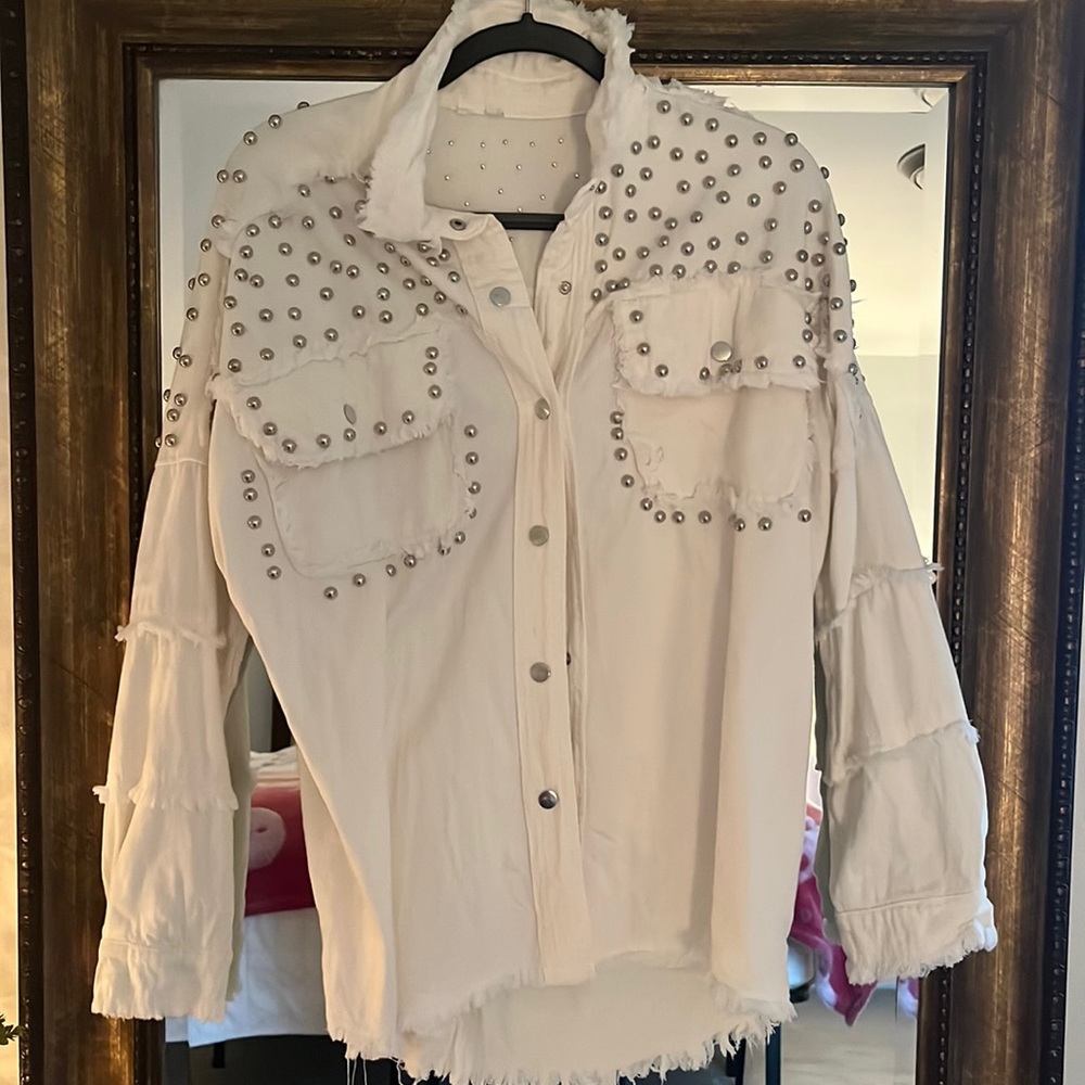 White Studded Button Down - image 1